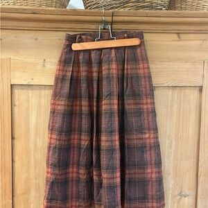 Vintage Plaid A-Line Skirt in Red and Brown